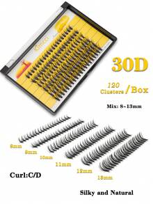 KIMCCI 120 grappoli/scatola, spessore 0,07 mm, riccio C/D, lunghezza 8-13 mm, estensioni ciglie individuali opzionali da 30D, grappoli di ciglie, ciglie individuali, ciglie finte