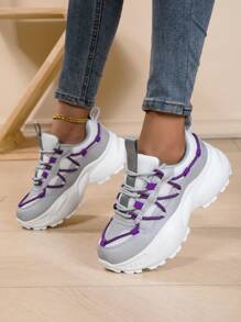 Women's Retro Sneakers - Fashionable Contrast Color Design - Comfortable & Breathable - Suitable For Daily Wear