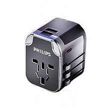 PHILIPS 轉換插頭轉換器SPS1001A/93 全球通用 快速充電 輕巧便攜 升級USB充電功率 一體兩用 安全鎖設計 美規A型插(110-127V) - 美規A型插(110-127V) - 查看 1