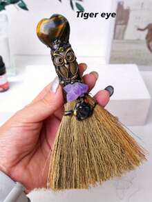 1 Stück natürlicher Kristall Herz-förmiger Mini-Besen, spitzer Zauberstab Mini-Besen - Altar-Zubehör Quarz Hexenbesen, Geburtstagsgeschenk, Halloween Heim-Dekoration, Halloween Zimmer-Dekoration - Liebesbesen - Übersicht 10