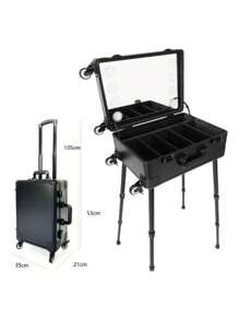 Camarim Mp3 Maleta De Maquiagem Com Espelho E Led Cor Preto