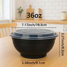 36oz-50Pack Extra-Thick Meal Prep Bowls With Lids, Plastic Containers With Clear Covers For Noodles, Poke Bowl, Salad, Soup - Freezer, Microwave & Dishwasher-Safe - 36oz-50Gói - Xem 3