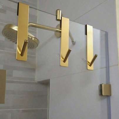 1 thanh treo khăn tắm hình chữ S bằng thép không gỉ, thích hợp cho cửa kính, móc treo áo choàng tắm, giá treo áo khoác gắn tường, móc treo quần áo, giá đựng đồ trong tủ quần áo.