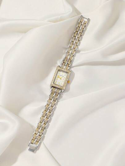 1pc Elegante Luxurious Diamond Jewelry Women Bracelet Watch, Birthday Holiday view 3