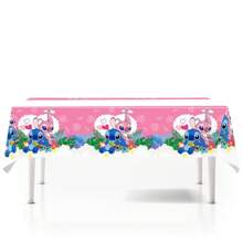 Disney Disney Stitch Cartoon Tablecloth, Disposable Cartoon Table Cover For Birthday Party, Rectangle, School Supplies, Back To School
