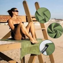 2/1 pieza Toalla de playa de microfibra súper absorbente, toalla de baño de secado rápido para natación, toalla de playa de felpa suave de doble cara de secado rápido, toalla portátil de unicolor, toalla de yoga, fitness y deporte, artículos esenciales de playa, accesorios de playa, flotador de piscina