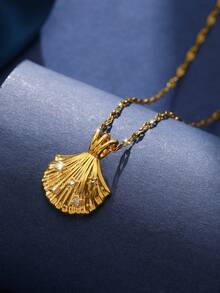 1 件不锈钢独特钻石鱼尾项链，简约设计，适合日常佩戴 - 銀色 - 查看 5