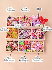 678pcs Cute Multicolor Hair Accessory Set, Including Colorful Bowknot Hair Clips, Acrylic Butterfly Hair Clips And Various Elastic Hair Bands, Girls Casual Everyday And Party Hairstyle Decorations, Suitable For All Seasons
