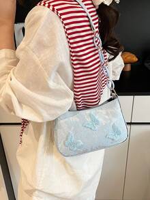 迷你简约蝴蝶图案链条单肩包