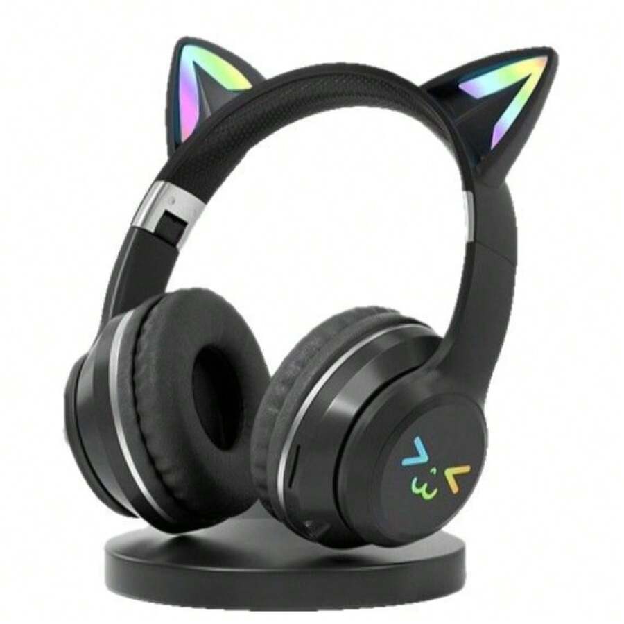 Bluetooth Earphones, Foldable Breathable Color Light, Wireless Bluetooth 5.0, Can Be Connected And Used With Mobile Phones, Tablets, And Other Devices. - 黑色 - 查看 1