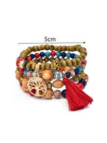 4pcs Set Fashionable & Elegant Acrylic Beaded Bracelets