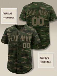 Customizable Name And Number Men's Baseball Jersey Camouflage Printed Leisure Outdoor Sports Customized XS-2XL