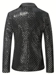 Men's Suit Party Sequin Suit Jacket, Silver Men's Suit Jacket, Sequin Fabric, Suitable For Husbands To Attend Weddings, Dinners, And Dances - Silver - View 3