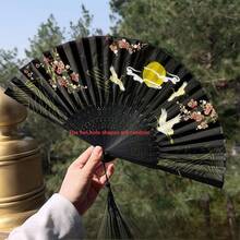 1pc 23cm Chinese Style Folding Fan, 7 Inch Handheld Bamboo Bone Fan For Women, Random Fan Hole Design, Great Gift And For Dance Performance - Folding Fan 4 - View 13