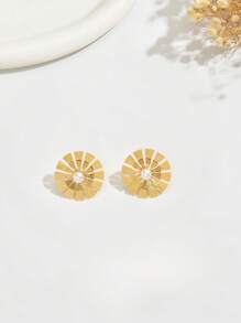 1 Pair Minimalist Elegant Exaggerated Asymmetrical White Plastic 3D Floral Stainless Steel Earrings, Suitable For Women's Daily, Commute, Party Wear, Holiday Gift