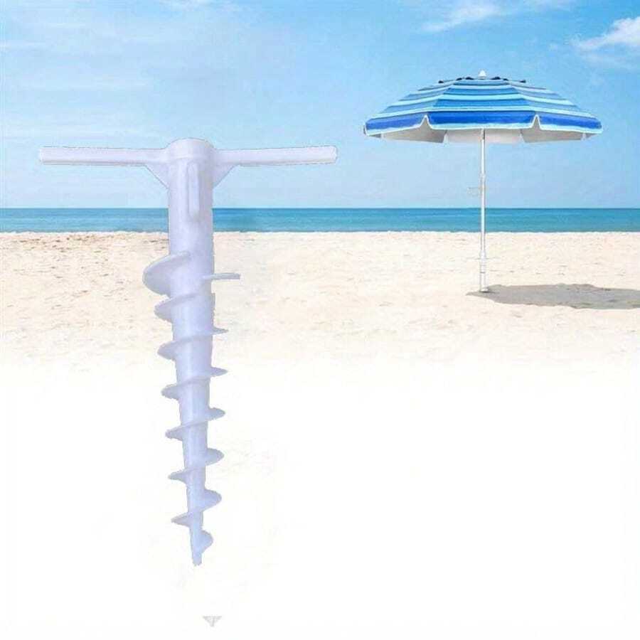 1pc Anchor Design Outdoor Umbrella Base, And Sturdy Support For Umbrella In Strong Wind, Easy To Install Beach Umbrella Anchor - White - View 1