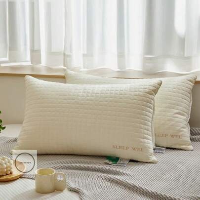 2pz Almohada beis acolchada con cremallera, lavable en máquina, comodidad para todas las estaciones, cubierta y relleno de poliéster, almohada de apretado profundo, núcleo de almohada de soporte esponjoso transpirable