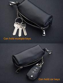 CyberDyer Praktyczna męska torebka na klucze do samochodu z krowiej skóry, duża pojemność, modna damska, uniwersalna torebka na klucze do użytku domowego, zapinana na zamek błyskawiczny