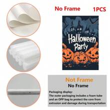 1 Piece,Cartoon Style, Pumpkin And Bat Dancing, "Halloween Party", Modern Frameless Art Decoration Painting, Printed Posters Mural, Waterproof Canvas,Suitable For Home, Office, Bedroom, Living Room, Study, Bathroom, Bar, Wall Arts And Home Decoration, Is An Ideal Holiday Gift Halloween Decor Fall Decor Room Decor