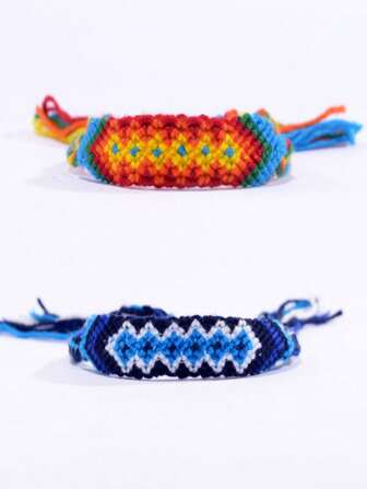 Bohemian Rainbow Color Minimalist Adjustable Handmade Braided Bracelet, Unisex