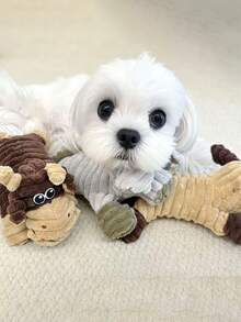 1pc Dog Chew Doll - Durable Squeaky Plush Doll, Teeth Cleaning & Entertaining Doll For Pets, Dogs & Cats - Multicolor - View 7