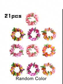1-18 piezas Coronas florales hawaianas, diadema tropical de flores de Luau, tocado de leis, corona floral talla grande gruesa para decoración de fiestas de verano en la playa o piscina, decoración, suministros y favores, fiesta con temática de Hawái