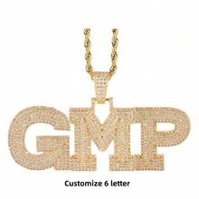 Customized Hip-Hop Style Letter Pendant Necklace-DIY Three-Layer Full Diamond Copper Inlaid AAA Zirconia Letter Pendant-Men's Jewelry-18k Gold-Plated-Synthetic Zirconia-Copper Body - Multicolor - View 21