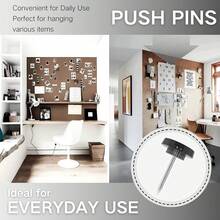 120 PCS Flat Gold Push Pins Wall Thumb Tacks Walls Flat Thumbtacks Push Pin Bulletin Board Shadow Box Display Thumbtack Cork Board - 清晰的黑色 - 查看 5