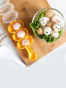 Onigiri Sushi Reiseball Form zum Schütteln und Rollen, Dreifach Onigiri Form, mit Mini Reis Löffel enthalten