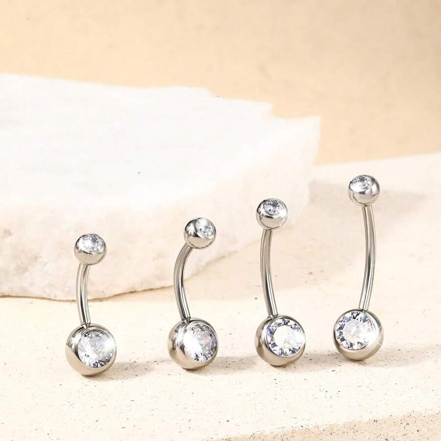 Bauchnabelpiercing, 14G Bauchnabelpiercing 14mm 12mm 10mm 8mm kurz lang Bauchnabelring mit kubischen Zirkoniasteinen, Bauchnabelpiercing Schmuck für Frauen und Männer