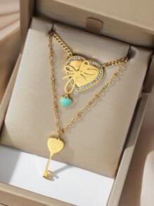 6 Peças Pulseiras Leves de Aço Inoxidável com Decoração de e Strass, Design Elegante e da Moda, Combinação de Cores em Forma de Coração, Cinta Durável, Adequado para Uso Casual de Mulheres e Homens, Presente Ideal para Namoradas e Casais
