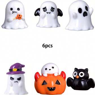 مشهد ميكروي رائع لعيد الهالوين ديكورات جريبة لتزيين المكاتب والمنازل بأشباح وقرع المصغرة الكيوت، بألوان وأنماط عشوائية