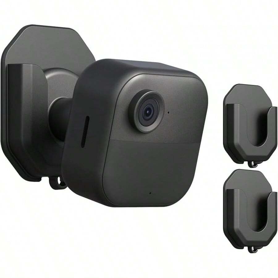 No Drill Ring Indoor Cam Adhesive Wall Mount Bracket, Strong Durable Adhesive Camera Mount Stand Ring Indoor Cam(1st Gen And 2nd Gen) Blink Camera Mount, 2 Pack Mount Bracket - Black - View 1