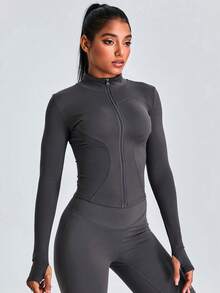 MASKERT Women's Set, Sports Tight Fitting Set, Running Set, Yoga Set, High Elasticity, Skin Friendly And Comfortable - Dark Grey - View 5