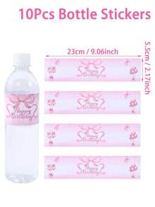 10/24 Stücke rosa Schleifenmuster Geburtstags Flaschenetiketten Aufkleber, rosa Schleifenthema Flaschenetiketten für Geburtstags-Baby-Dusche Geschlechts-Enthüllungs-Party Geschenkverpackung Aufkleber, Familien Feiertags-Party Gastgeschenke Heim Esszimmerdekoration, rosa Schleifenwasser Flasche Geschenkverpackung Aufkleber, Geschenkverpackung Zubehör, Geburtstags Party Dekorationen, Geburtstag Party Zubehör, Party Gastgeschenke