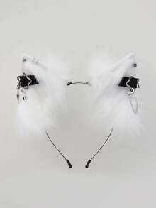 Handmade Simulation Animal Ear Headband Plush Cute Metal Punk Cosplay Comic Exhibition Props Headdress Ears - White - View 1