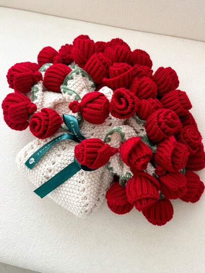 1pc Transformable Multifunctional Rose Floral Knitted Blanket, Holiday Gift, Anniversary Gift, Valentine's Day Gift, Versatile Blanket Can Be Used As Table Cloth, Office Nap Blanket, Sofa Cover