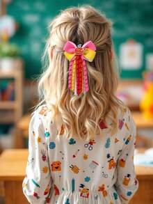 2 件/4 件 返校彩色布艺发饰、苹果配饰蝴蝶结发夹、时尚发饰，适合女孩青少年派对礼物