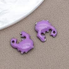10pcs 10x10mm Cute Enamel Stainless Steel Crab Charms Mini Cute Marine Life Animal Pendants For DIY Ocean Bracelet Necklace Earrings Jewelry Making Crafts Accessories