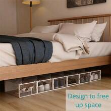 12-Piece Thick Transparent Shoebox With Lid, Foldable Stackable Shoe Rack, Free Combination, Plastic Sneaker Container, Space Saving Storage Organizer For Porch, Bedroom, Home, Dormitory - Trong sáng - Xem 3