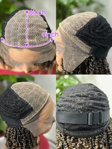 9*6 Lace Wig Braided With Curly Hair Synthetic Fiber Heat Resistant 14 Inch Short Braided Wig For Summer For Women