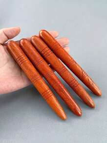 1pc Flower Pear Wood Massage Stick - Natural Acupressure Tool For Foot, Back, And Sciatic, Chemical-Free, Relaxation Aid|Traditional Design|Smooth Finish