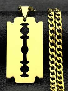 1 Peça Colar Longo de Aço Inoxidável para Homens e Mulheres, Cor Preta, Estilo Punk, Gótico, Steampunk, Grunge, Hip Hop, Joias de Colar