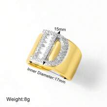 Chunky CZ Crystal 26 Letter Rings For Women Gold Silver Color Wide Rings Initial Jewelry Party Gifts