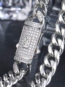 1 Piece Hip Hop Bling Iced Out Gold Silver Color CZ Cuban Miami Chain Necklace Link Chain For Men Rapper Jewelry