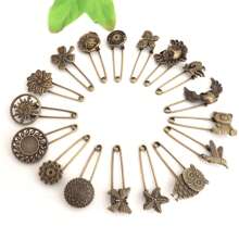 5/10/20pcs Assorted Vintage Style Alloy Brooch, For DIY Jewelry Making