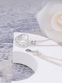 Collier hypoallergénique en argent 925, motif cœur et diamants en oxyde de zirconium, à la mode et élégant, idéal comme cadeau d'anniversaire.