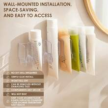 Pachet de 2 rafturi pentru organizator de curățare facială pentru baie/suport pentru pastă de dinți, poate conține 4 tuburi, organizator de accesorii pentru baie (transparent)