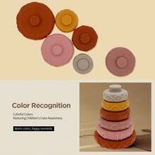 13Pcs Interlocking Rings & Blocks Building Toys, Stacking & Nesting With Unicorn Patterns, Essential Squeeze Teething Toys For Newborns, Gift For 6-12-18 Months Babies & Toddler Girls - Multicolor - View 5