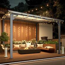 Gazebo para pared de 10'x10' | Pérgola sobre | Toldo de pérgola para patio al aire libre, terraza, porche, patio trasero y talla grande - Oscuro - Ver 10
